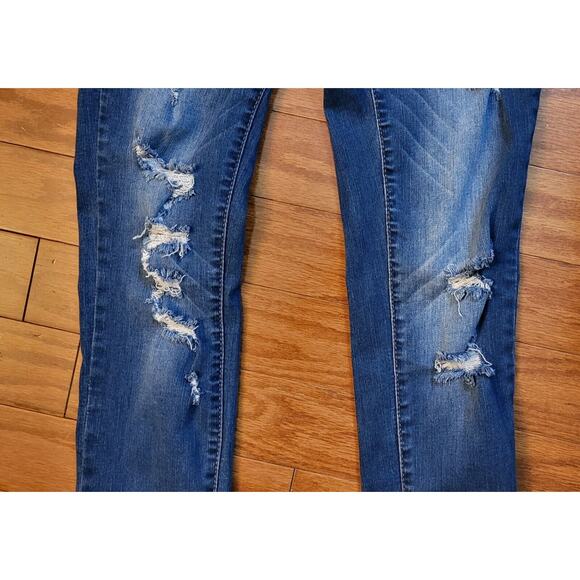 Wax Jean Butt I Love You Jeans Womens Size 7 Low Rise Medium Wash Distressed - Picture 7 of 14
